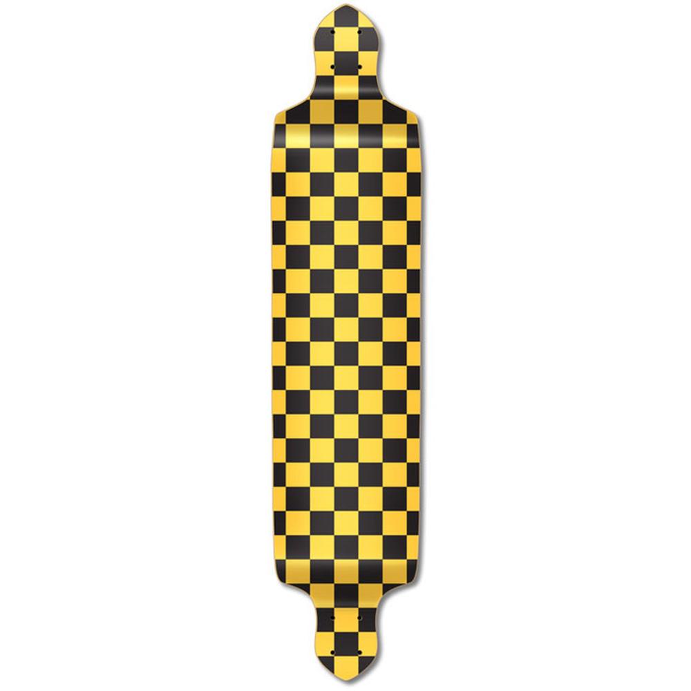 Punked Drop Down Longboard Deck - Checker Yellow - Longboards USA