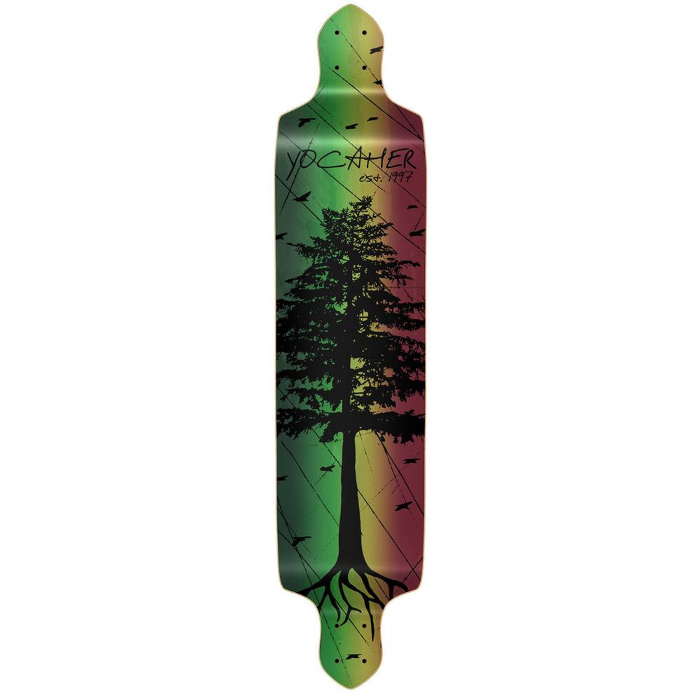 Punked Drop Down Longboard Deck - In the Pines : Rasta - Longboards USA