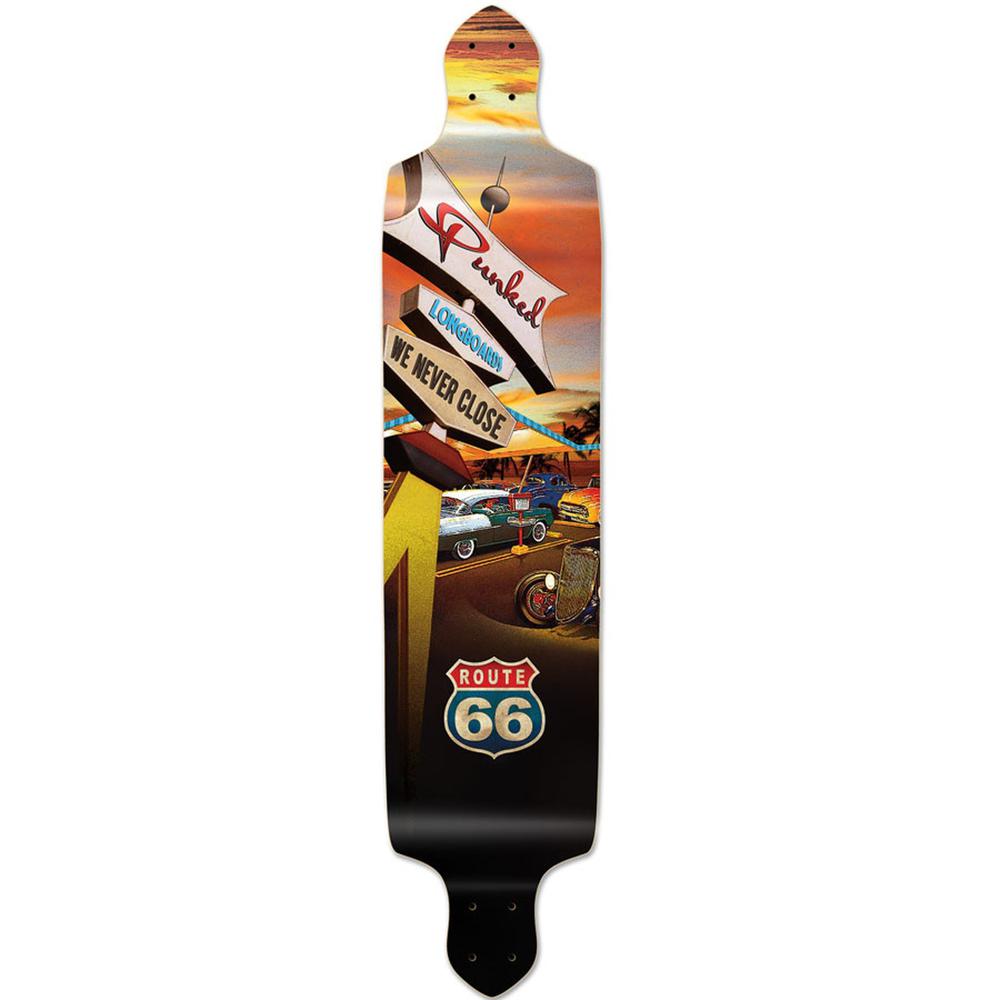 Punked Drop Down Longboard Deck - Route 66 Series - Diner - Longboards USA
