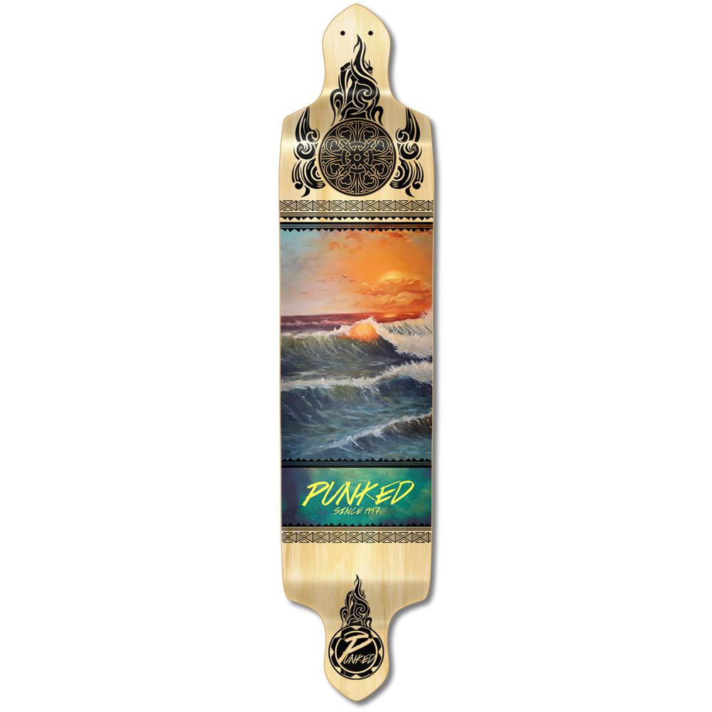 Punked Drop Down Longboard Deck - Wave Scene - Longboards USA