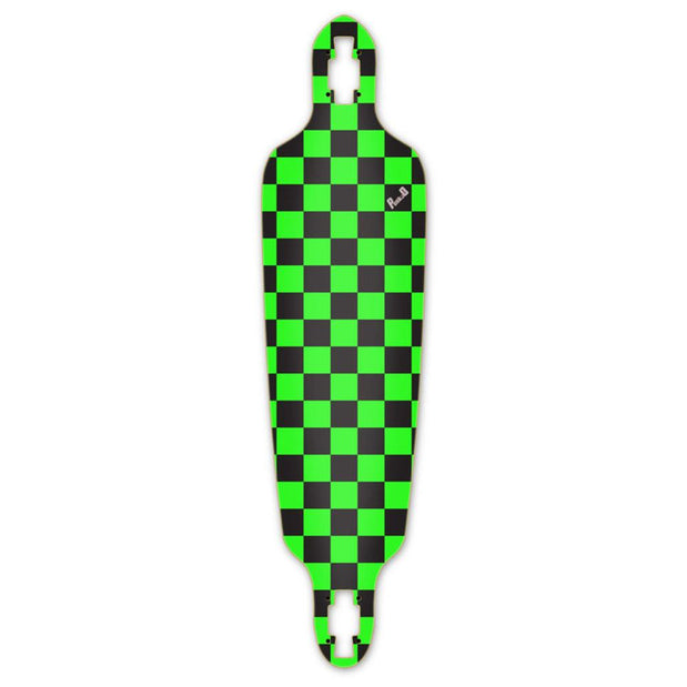 Punked Drop Through Longboard Deck - Checker Green - Longboards USA