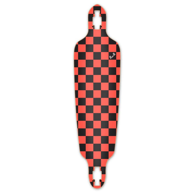 Punked Drop Through Longboard Deck - Checker Orange - Longboards USA