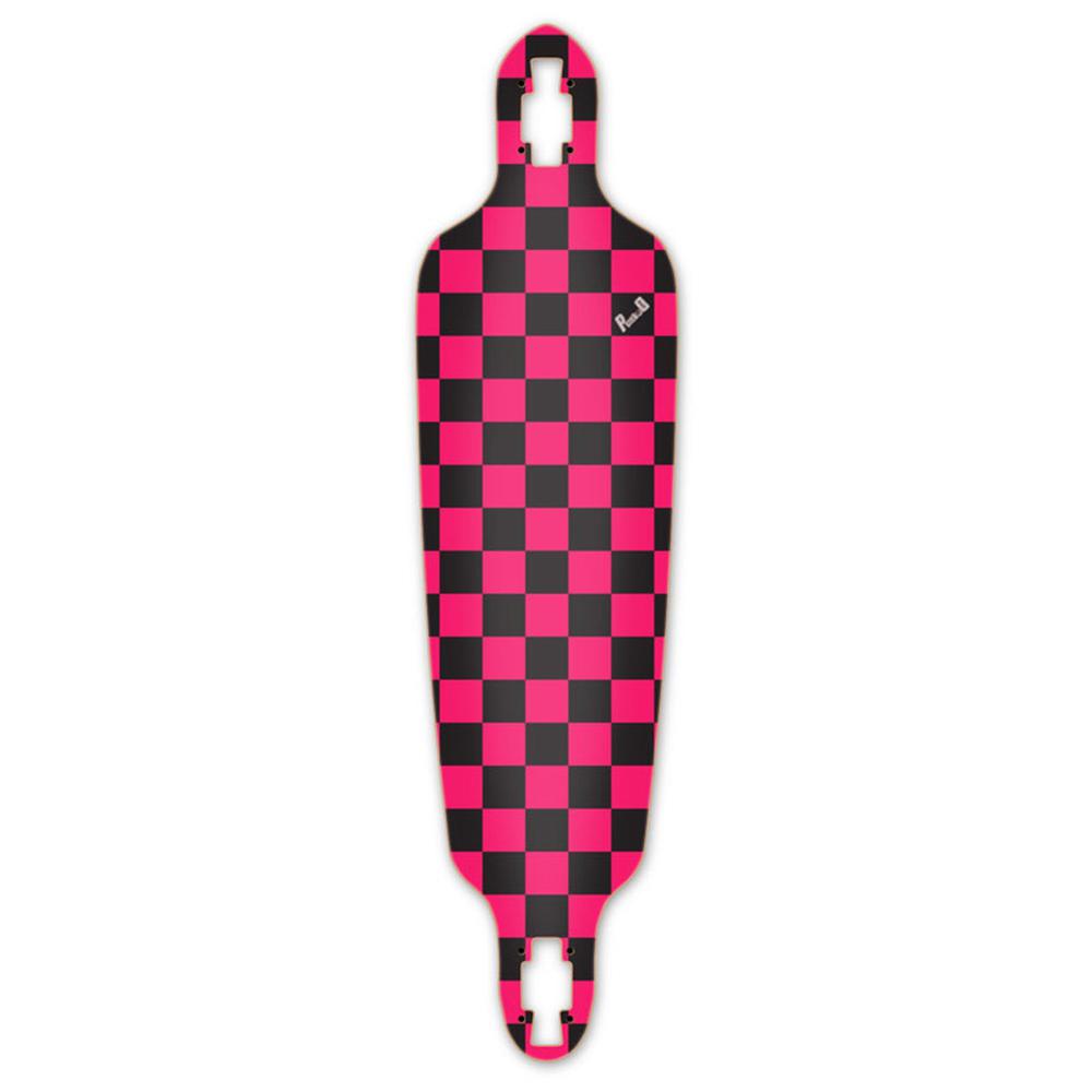 Punked Drop Through Longboard Deck - Checker Pink - Longboards USA