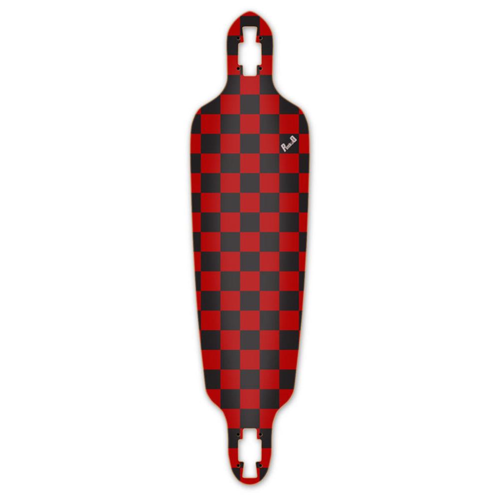 Punked Drop Through Longboard Deck - Checker Red - Longboards USA