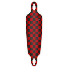 Punked Drop Through Longboard Deck - Checker Red - Longboards USA