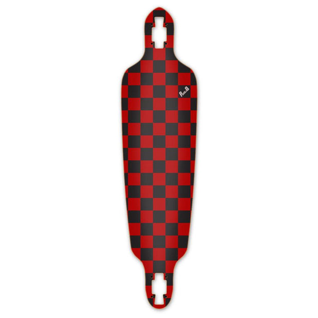 Punked Drop Through Longboard Deck - Checker Red - Longboards USA