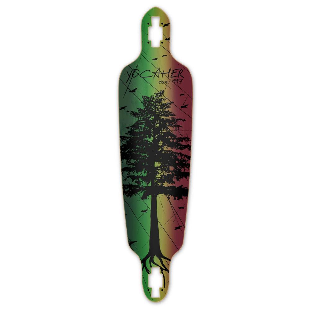 Punked Drop Through Longboard Deck - In the Pines : Rasta - Longboards USA