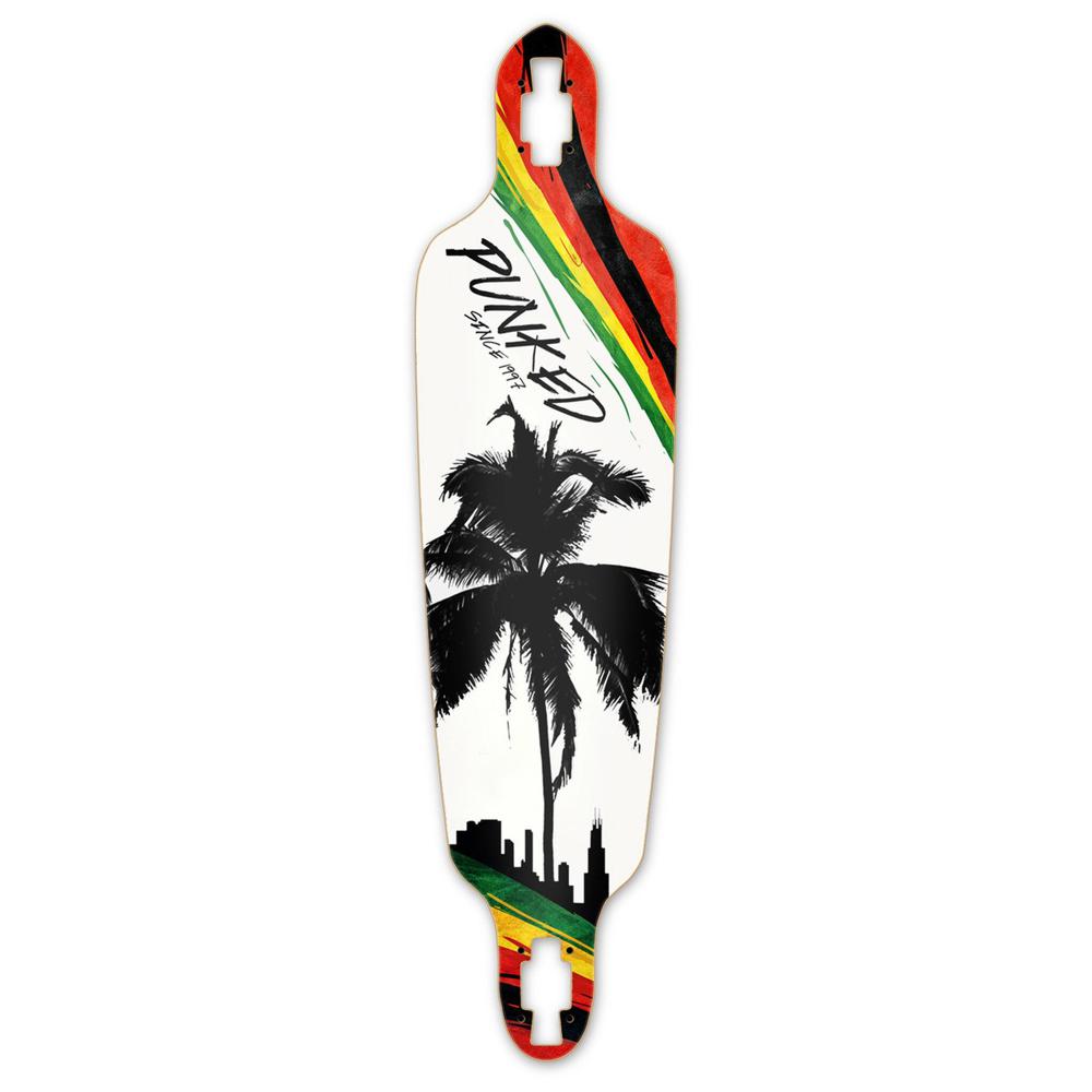 Punked Drop Through Longboard Deck - Palm City Rasta - Longboards USA