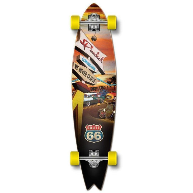 Punked Fishtail 40" Longboard - Route 66 Diner - Complete - Longboards USA