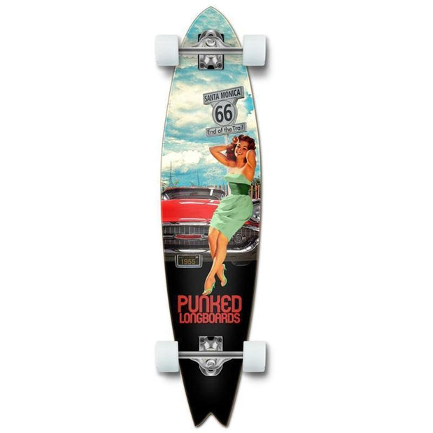 Punked Fishtail 40" Longboard - Route 66 Getaway - Complete - Longboards USA