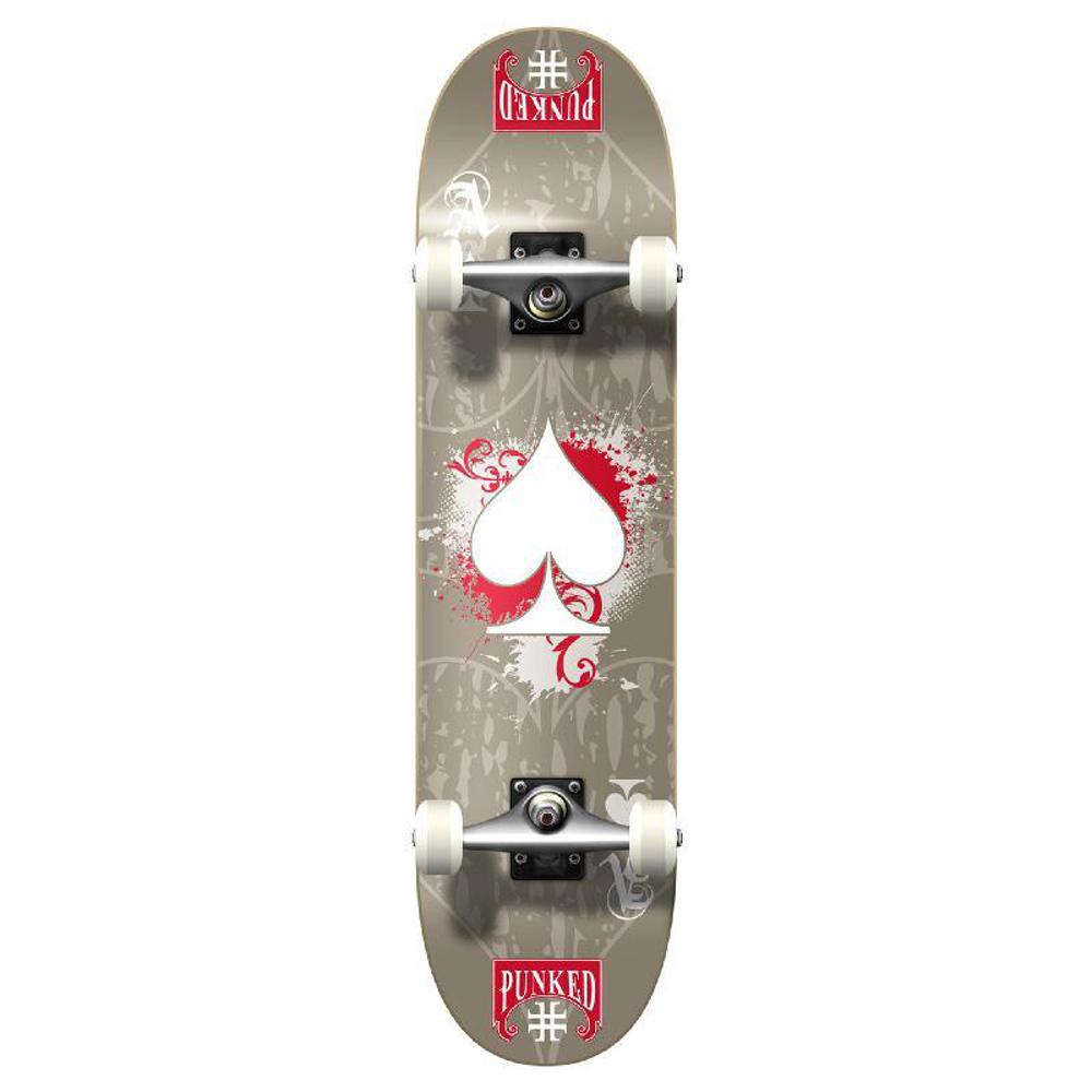 Punked Graphic Ace Grey Complete Skateboard - Longboards USA
