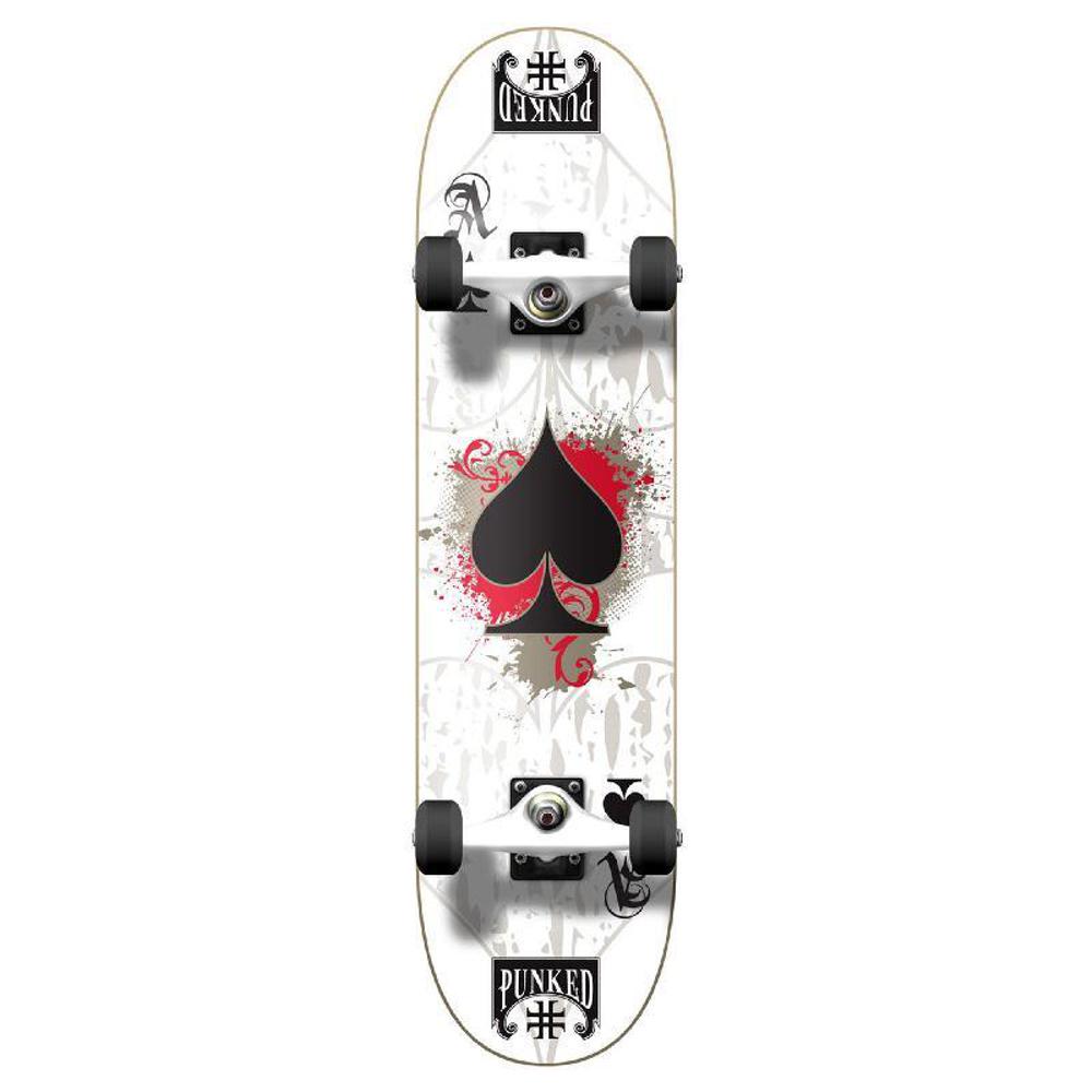 Punked Graphic Ace White Complete Skateboard - Longboards USA