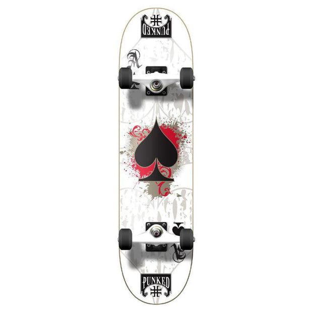 Punked Graphic Ace White Complete Skateboard - Longboards USA