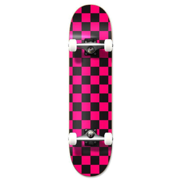 Punked Graphic Complete Skateboard - Checker Pink - Longboards USA
