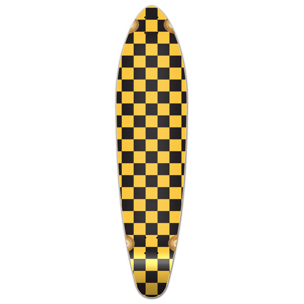 Punked Kicktail Longboard Deck - Checker Yellow - Longboards USA