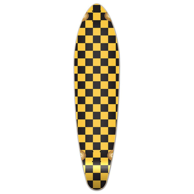 Punked Kicktail Longboard Deck - Checker Yellow - Longboards USA