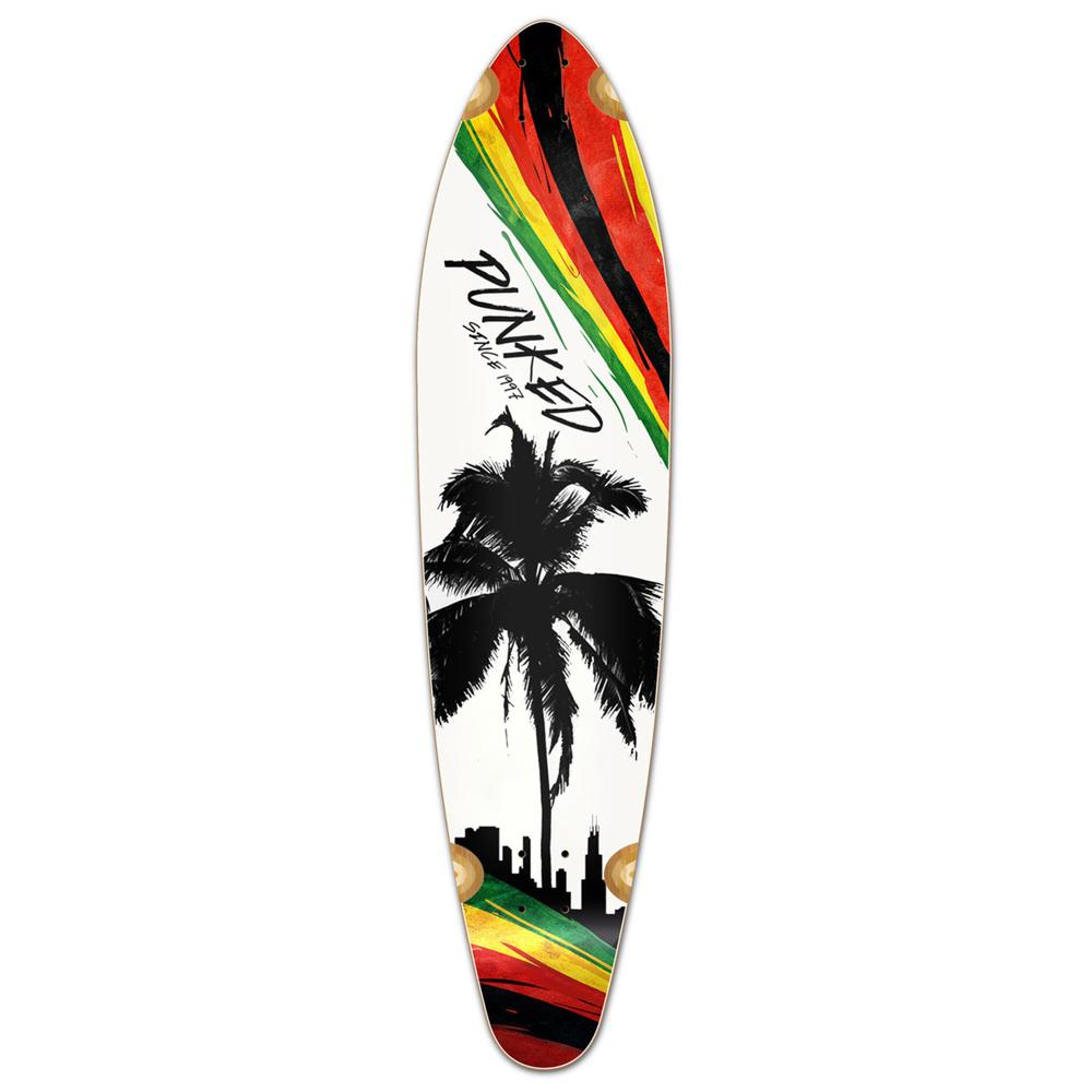 Punked Kicktail Longboard Deck - Palm City Rasta - Longboards USA