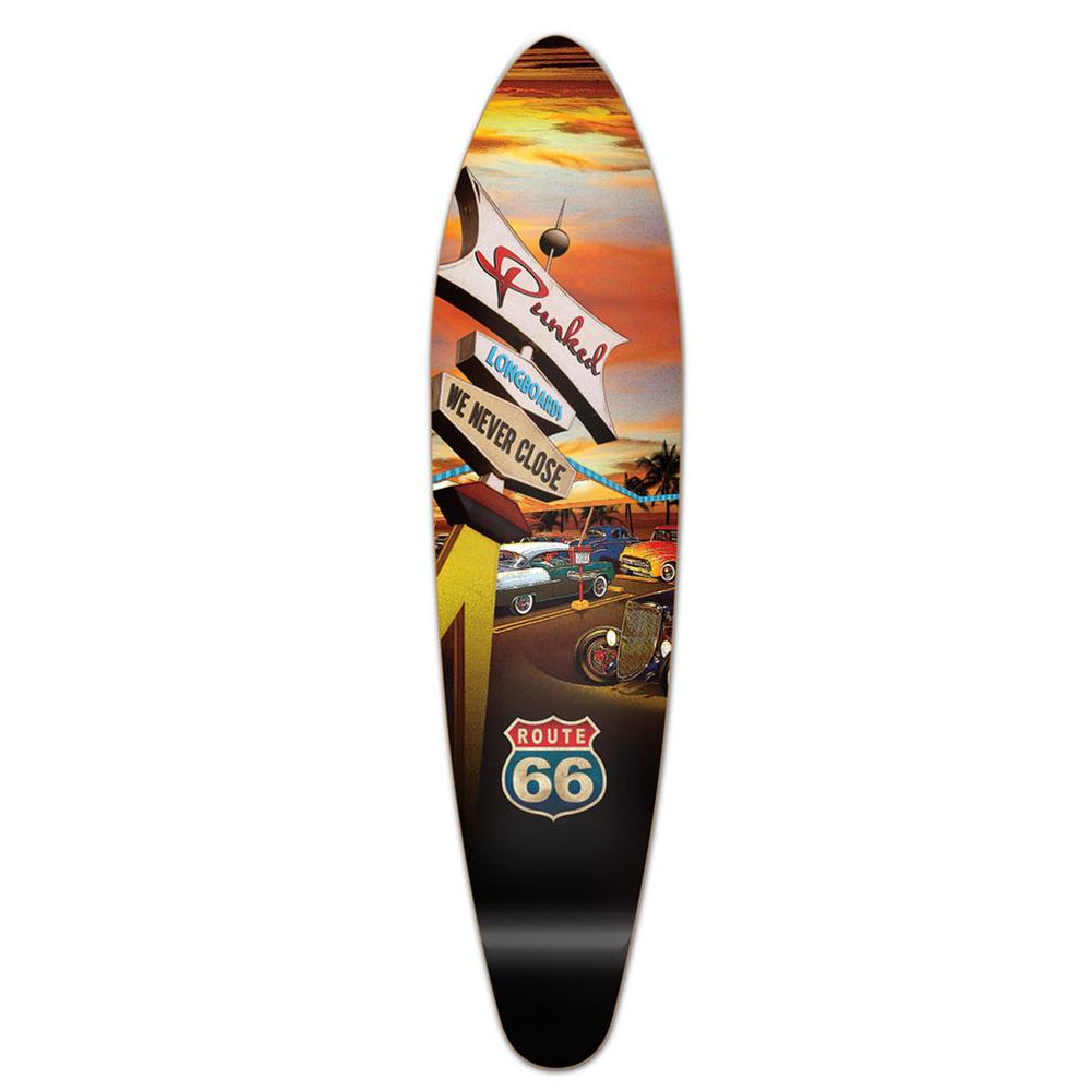 Punked Kicktail Longboard Deck - Route 66 Series - Diner - Longboards USA