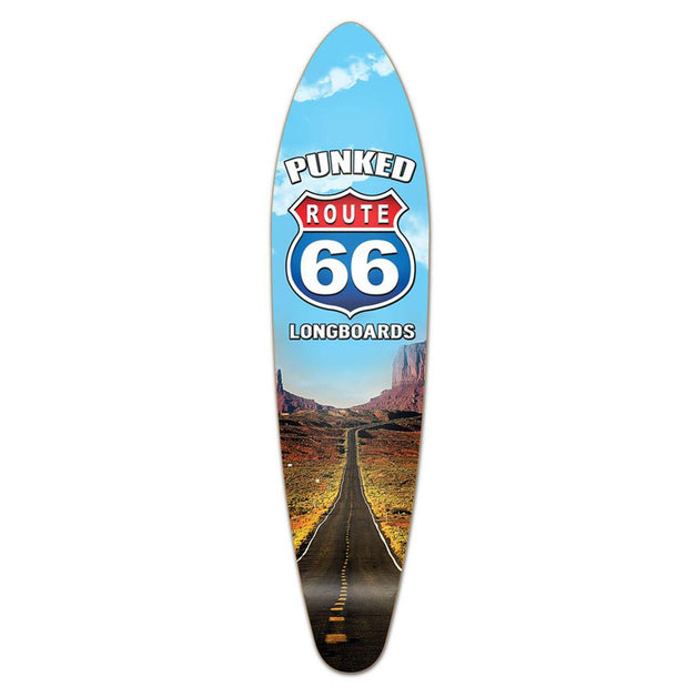 Punked Kicktail Longboard Deck - Route 66 Series - The Run - Longboards USA