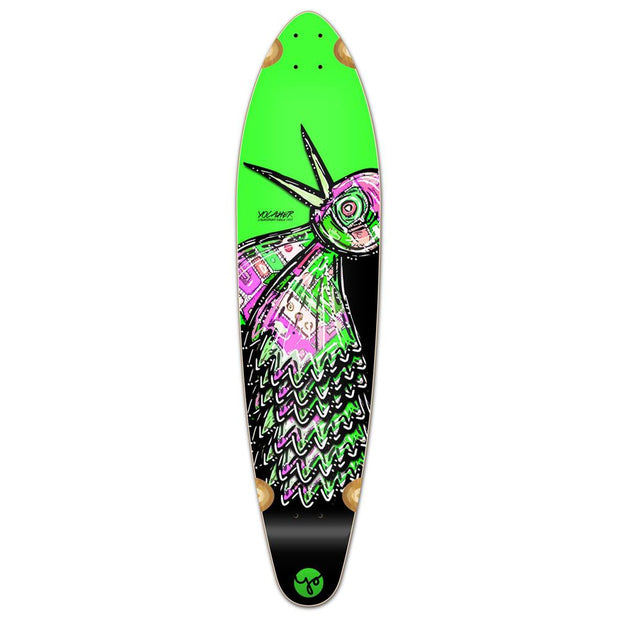 Punked Kicktail Longboard Deck - The Bird Green - Longboards USA