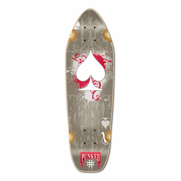 Punked Mini Cruiser Ace of Spades Deck - Grey Ace - Longboards USA