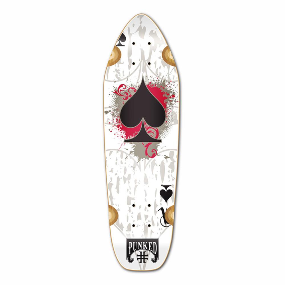 Punked Mini Cruiser Ace of Spades Deck - White Ace - Longboards USA