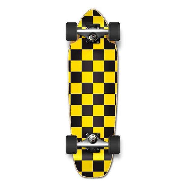 Punked Mini Cruiser Complete - Checker Yellow - Longboards USA
