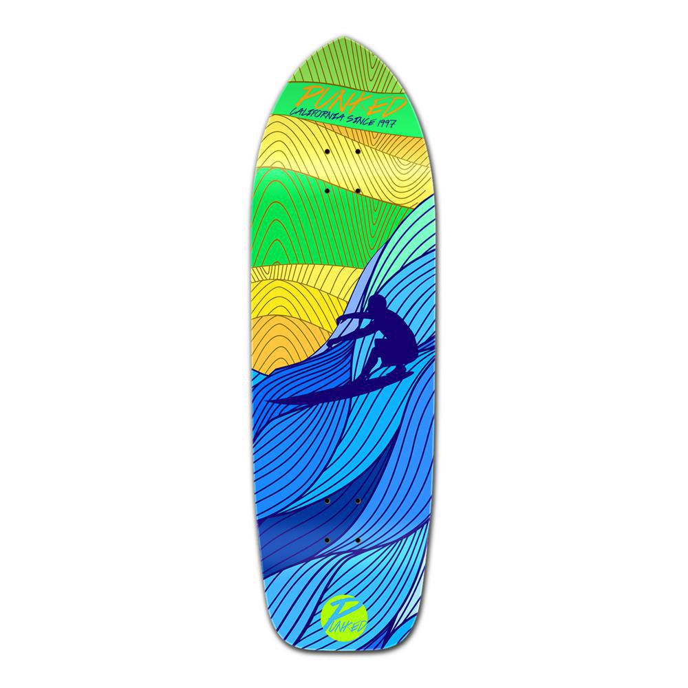 Punked Old School Longboard Deck - Blue Surf's Up - Longboards USA