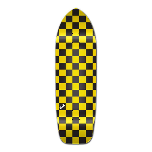 Punked Old School Longboard Deck - Checker Yellow - Longboards USA