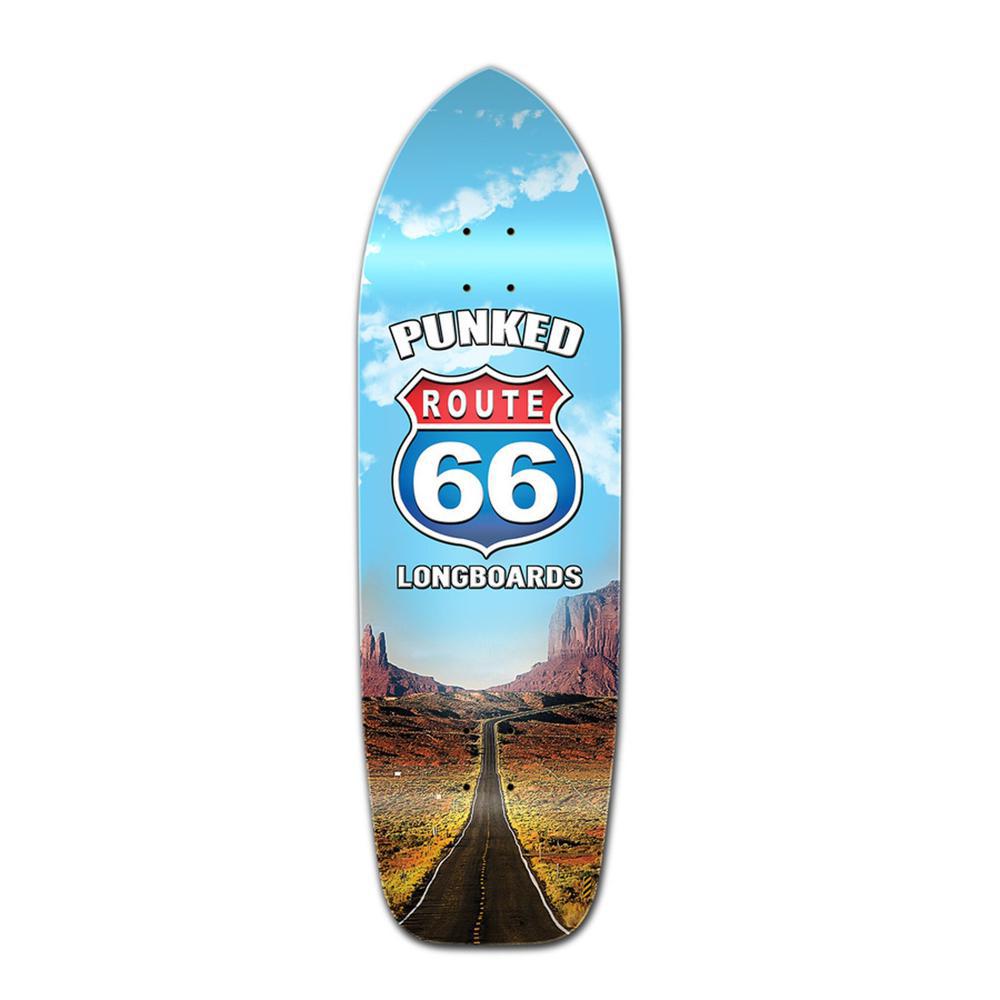 Punked Old School Longboard Deck -Route 66 Series - The Run - Longboards USA
