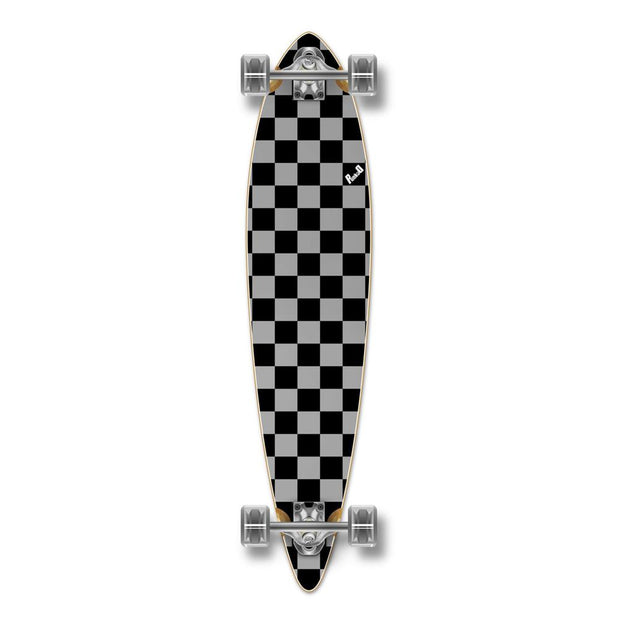 Punked Pintail Longboard Complete Checker Silver - Longboards USA