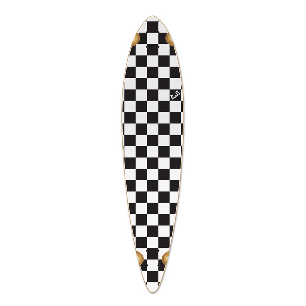 Punked Pintail Longboard Deck Checker White - Longboards USA