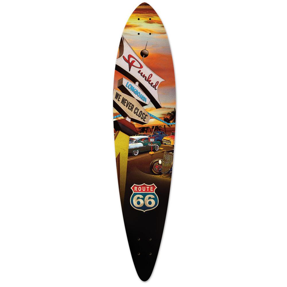 Punked Pintail Longboard Deck Route 66 Series Diner Longboards USA