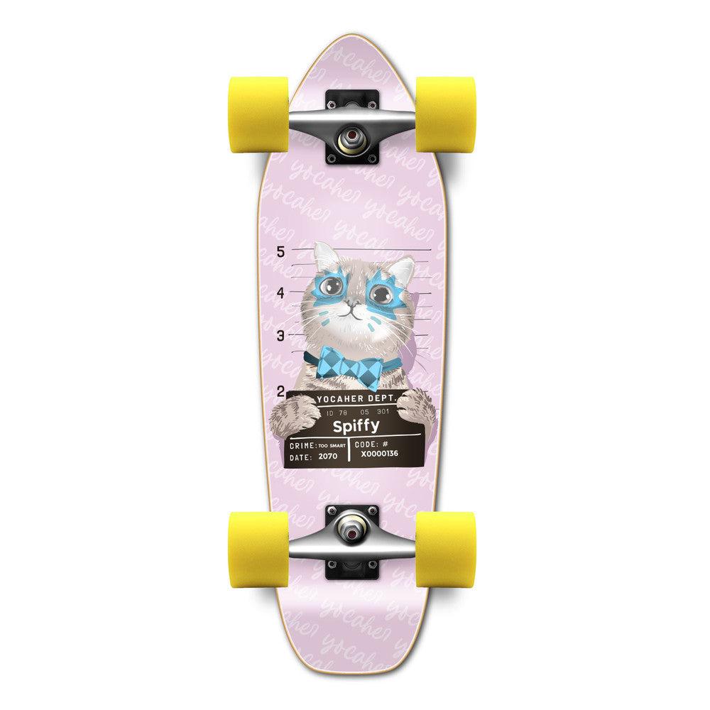 Punked Rockstar Kitty Cat - Pink Spiffy 27" Mini Cruiser Longboard - Longboards USA