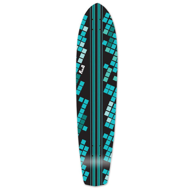 Punked Slimkick Longboard Deck - Black Digital Wave - Longboards USA