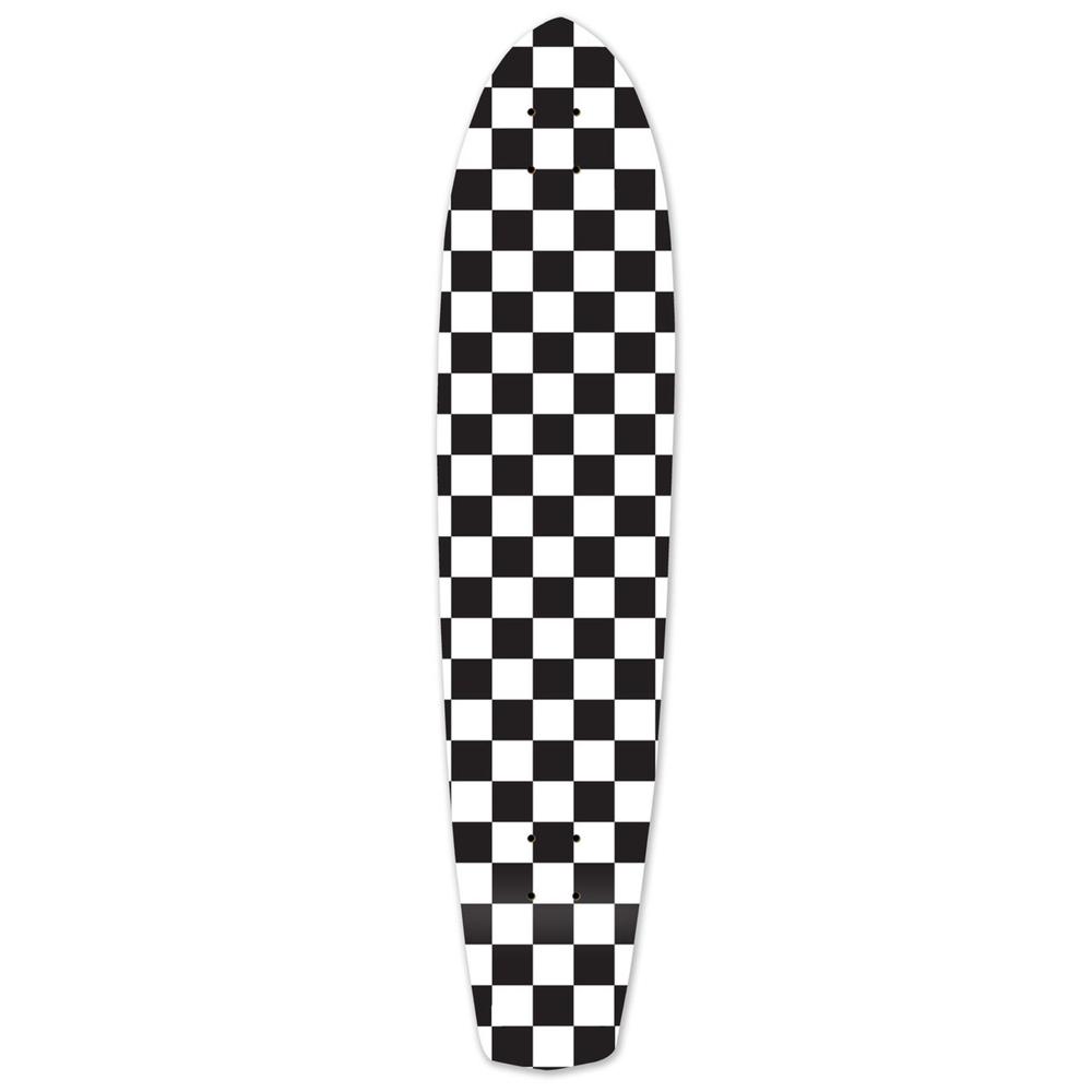 Punked Slimkick Longboard Deck - Checker White - Longboards USA