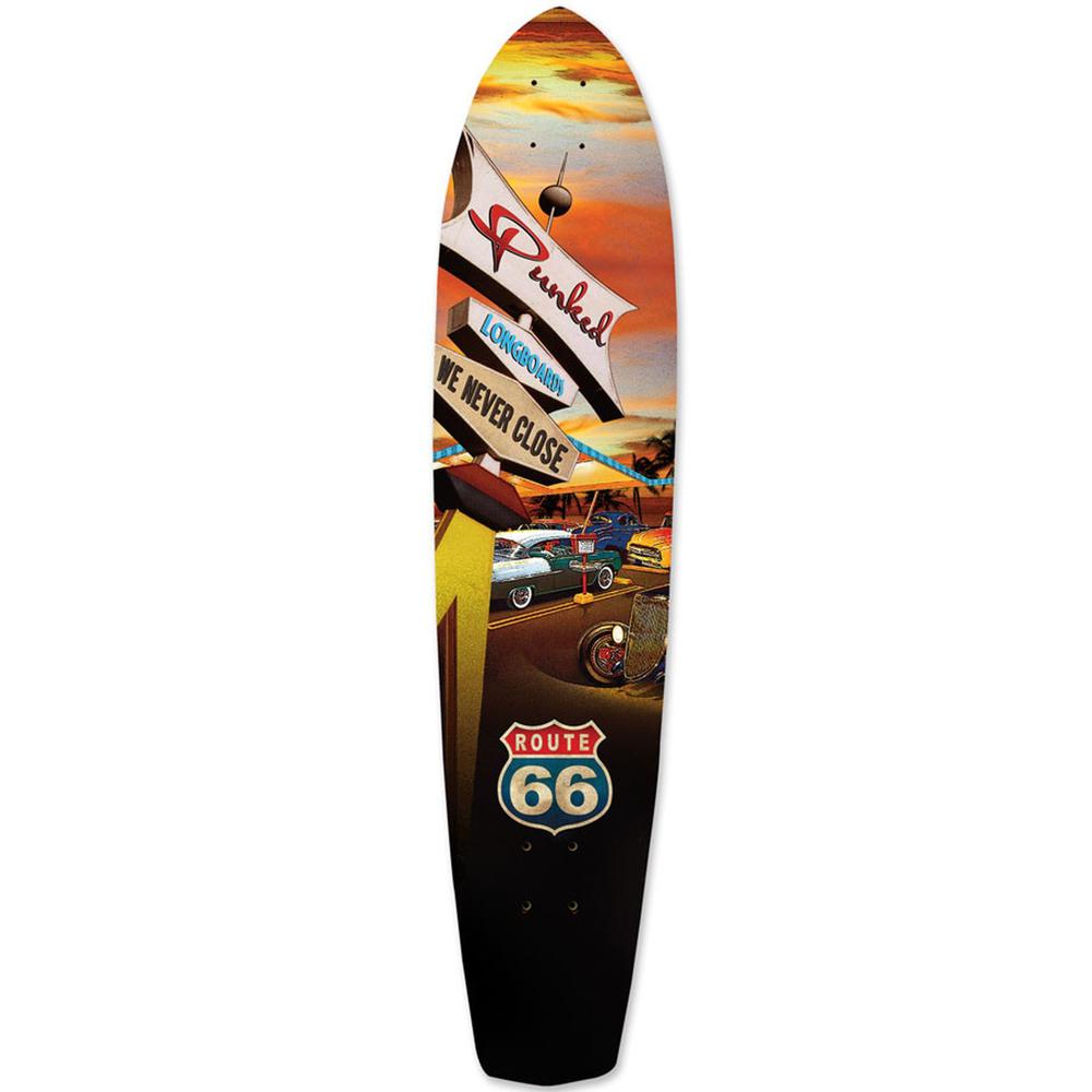 Punked Slimkick Longboard Deck Route 66 Series Diner Longboards USA