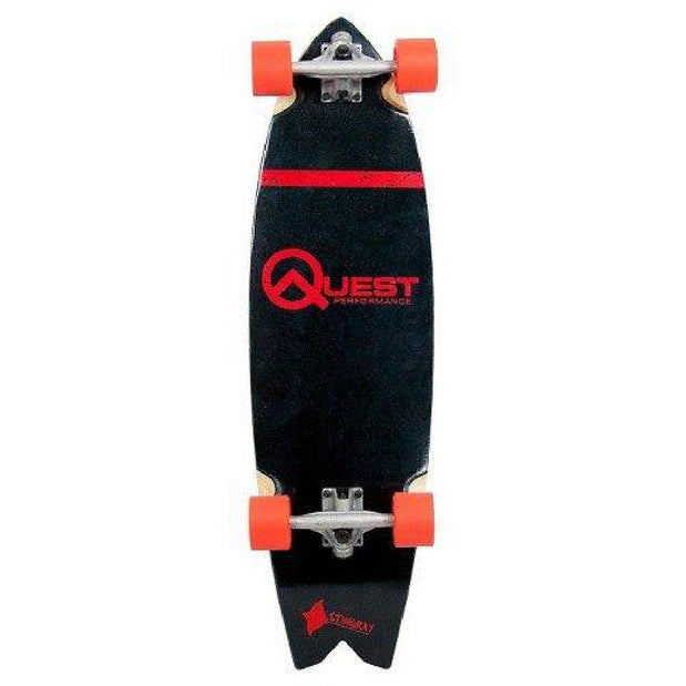 Quest Stingray Cruiser Board, 34.5″ Complete Skateboard Red - Longboards USA