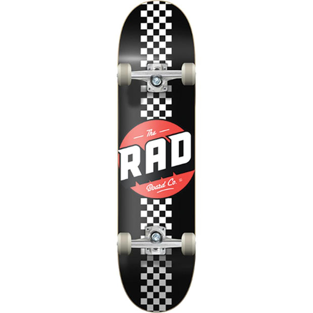 RAD Checker Stripe Black/White 8.0" Complete Skateboard - Longboards USA