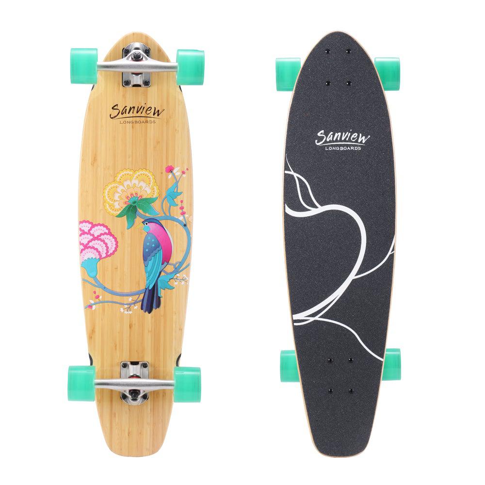 Sanview Colorful Bird 34" Cruiser Kicktail Longboard - Longboards USA