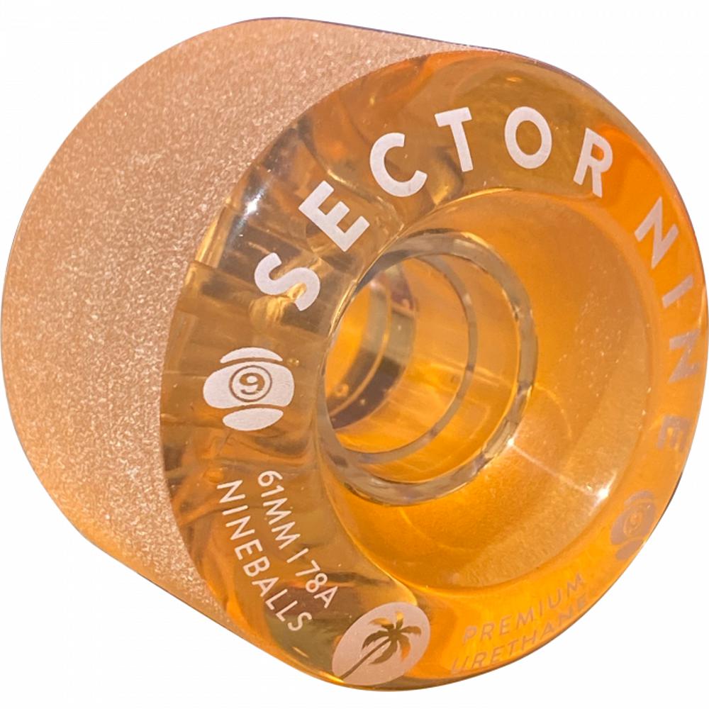 Sector 9 Nineballs 61mm 78A Clear Orange Skateboard Wheels - Longboards USA