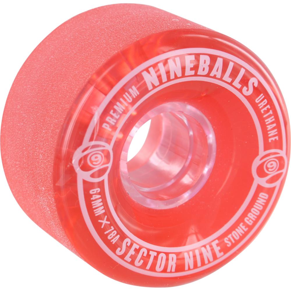 Sector 9 Nineballs 64mm 78A Clear Red/White Skateboard Wheels - Longboards USA