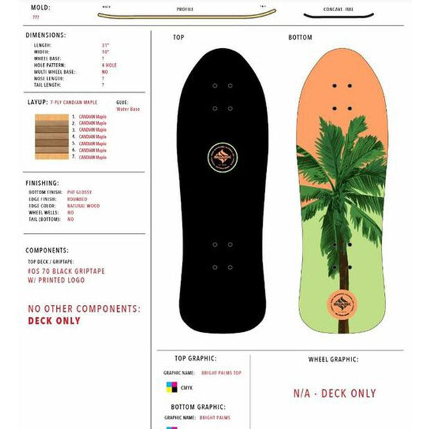 Shark Wheel Palms 31" Cruiser Skateboard - Longboards USA