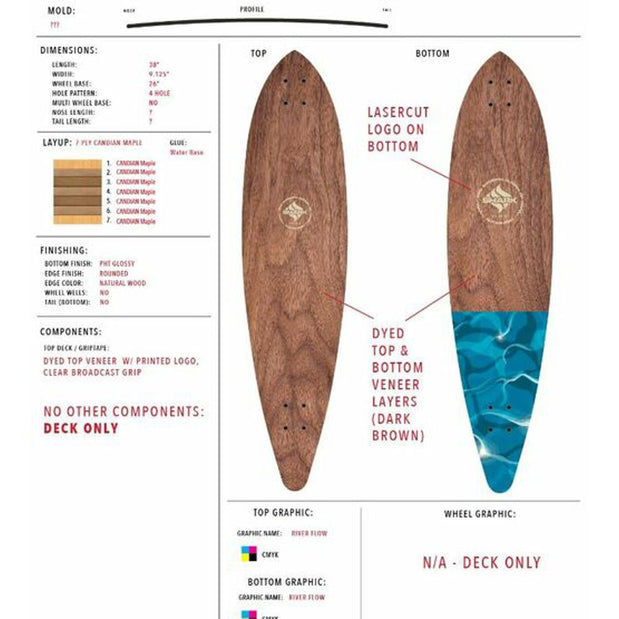 Shark Wheel Water Flow 38" Pintail Longboard - Longboards USA