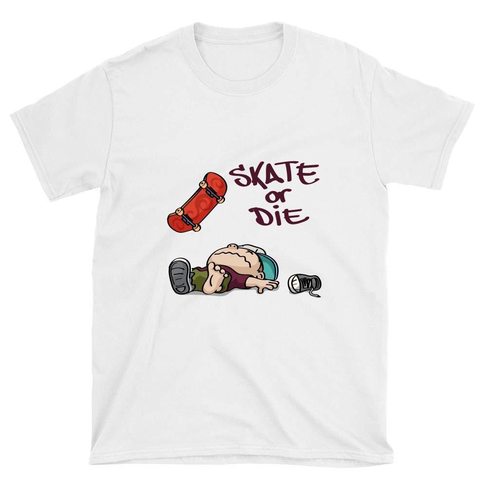 T-shirt Skateboard Vintage - Message Skate Or Die - Coton éco-responsable - Homme