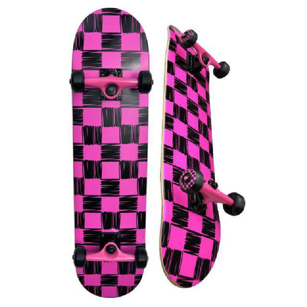Skateboard 31" Complete -SDS Skateboards - Pink Checkered - Longboards USA