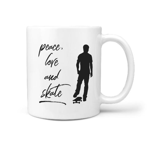 Peace Love and Skate Coffee Mug - great gift for longboarder / skateboarder - Longboards USA