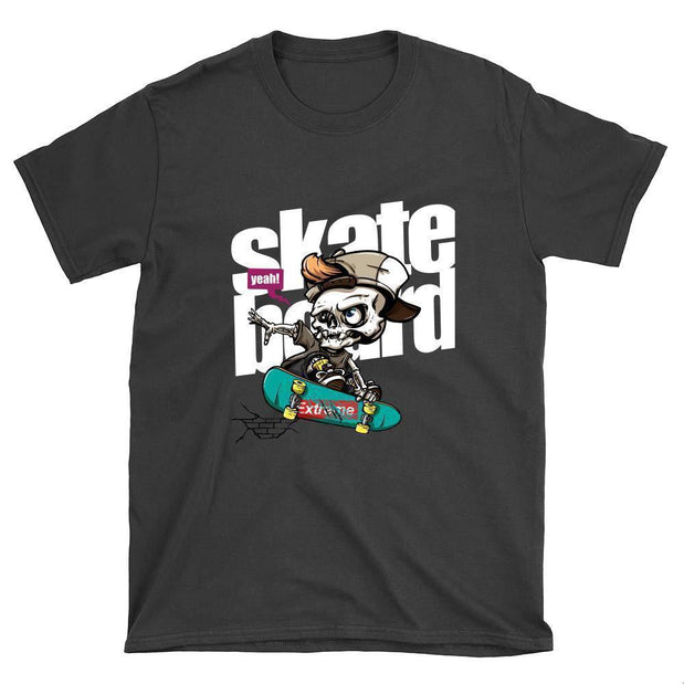 Skeleton with Cap Skateboard T-Shirt - Longboards USA