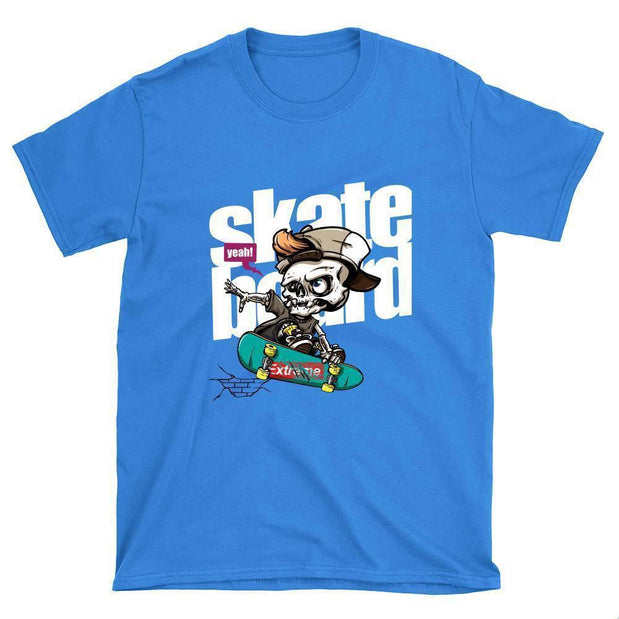Skeleton with Cap Skateboard T-Shirt - Longboards USA