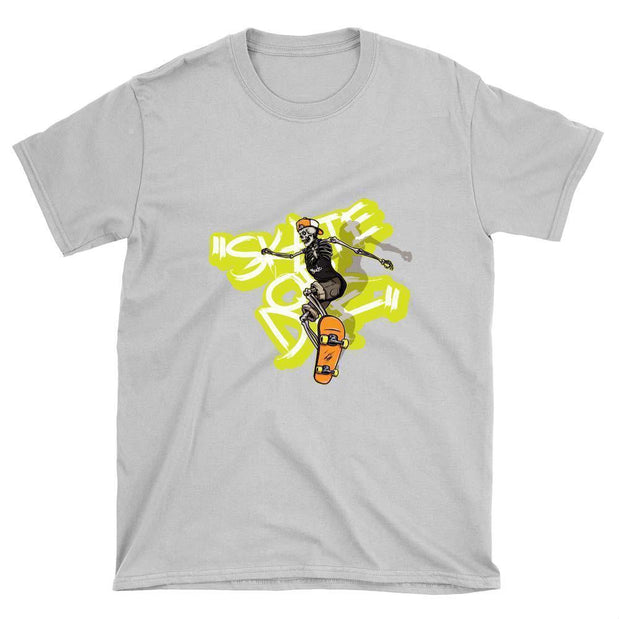 Skeleton with Orange Cap Skateboard T-Shirt - Longboards USA